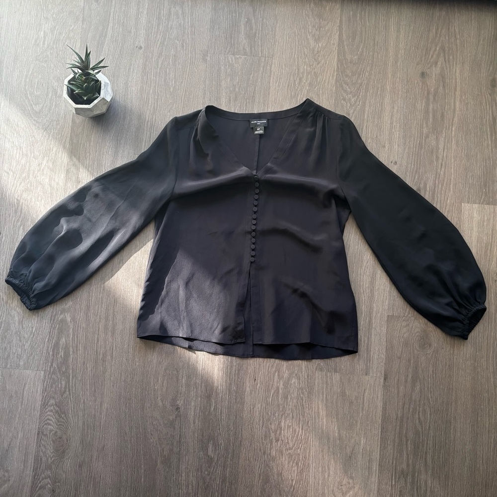 Club Monaco SIlk Elegant Black Women's Top